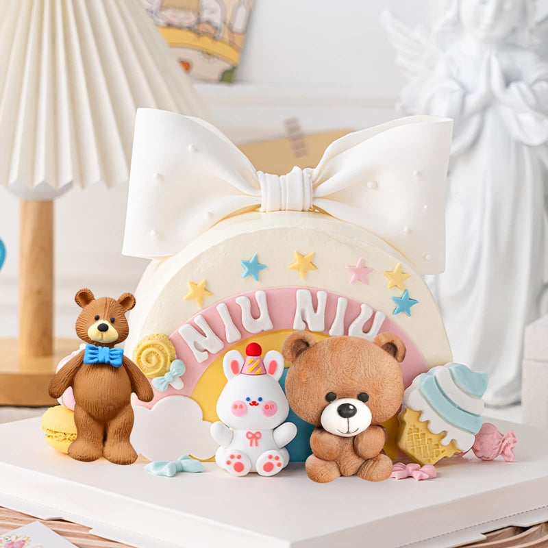 Yedadone 5 Pieces Bear Silicone Mold Valentines Day Fondant Mold Cute Bear Chocolate Fondant Mold for Chocolate Candy Gum Paste Crafting Polymer Clay Cake Decorating - Image 5