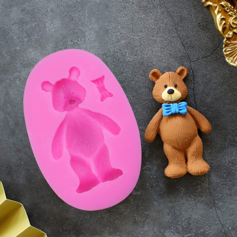 Yedadone 5 Pieces Bear Silicone Mold Valentines Day Fondant Mold Cute Bear Chocolate Fondant Mold for Chocolate Candy Gum Paste Crafting Polymer Clay Cake Decorating - Image 3