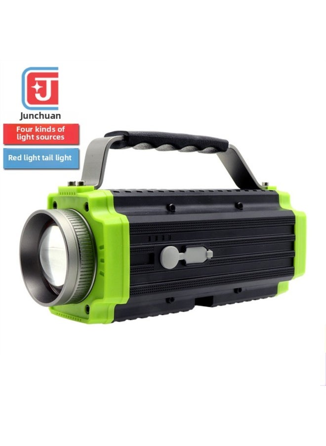 Generic Four Light Source LED Red Fishing Light Comes With Tail Light Charging Outdoor Blue Light T6 High Power USB Night Fishing Light-Color:Package 3: Lamp + Cable + Cloth Bag + Fishing Box Holder  - Image 1