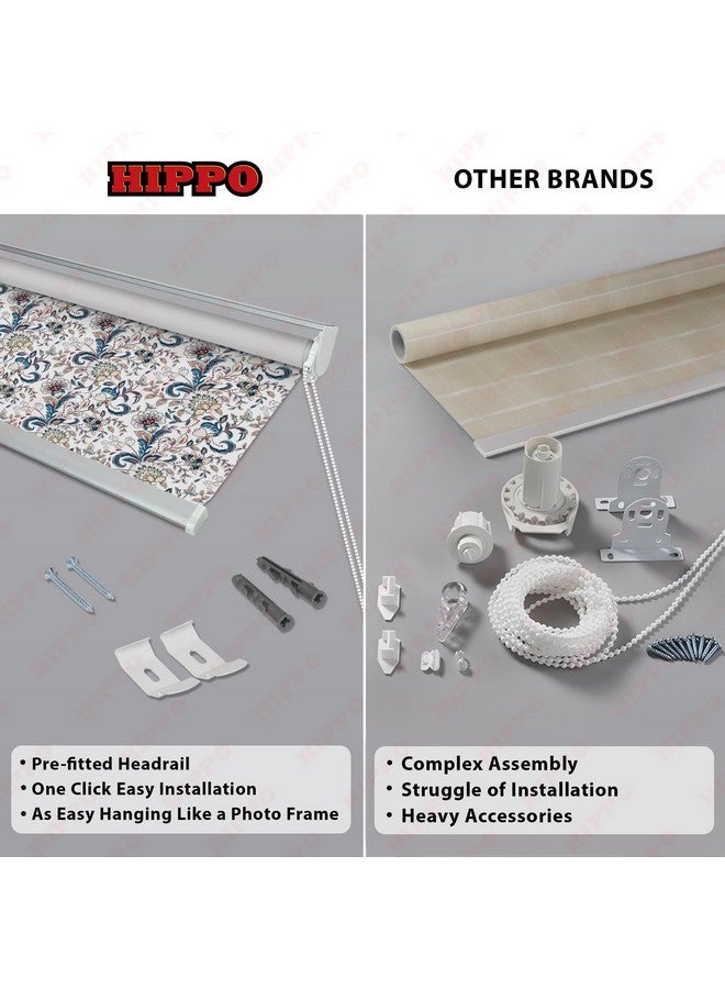 HIPPO Printed Blackout Roller Blinds for Windows, One Click Headrail for Easy Installation Roll Up Down Blind for Home & Office (Flora&Fauna, 4FTX5FT) - Image 3
