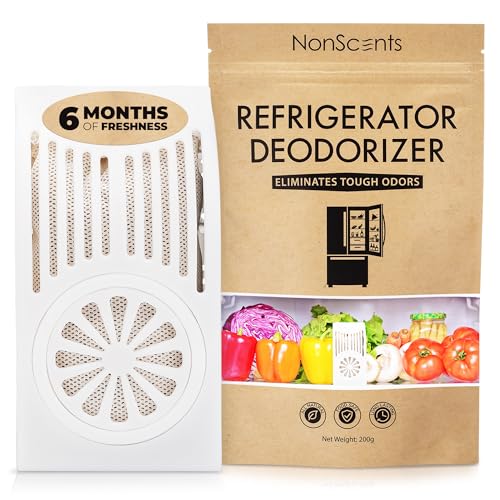 NonScents Refrigerator Deodorizer – Odor Eliminator for Fridge & Freezer – Outshines Baking Soda & Deodorizer with Activated Charcoal – Unscented & Long-Lasting, Freshen Refrigerator - Image 1