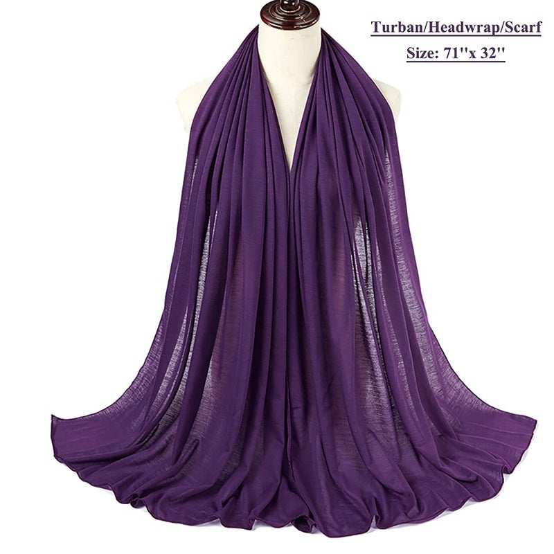 Harewom African Scarfs for Women Head Wraps Stretch Turban Jersey for High Ponytails or Bun Styles Headbands Purple - Image 2