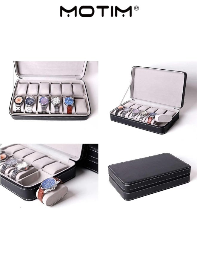 موتيم حقيبة تخزين ساعة PU المحمولة 12 بت مع لباد داخلي ناعم لعقد الساعة للمجوهرات والساعات الذكية يتم وضعها - Image 4
