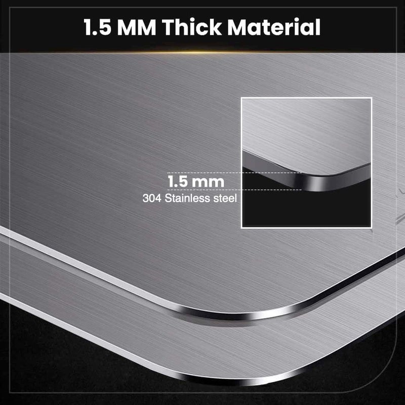 MAX-EMA GLOBAL لوح تقطيع من الفولاذ المقاوم للصدأ MAX-EMA 34x23 سم للمطبخ SUS 304 لوح تقطيع ثقيل للفاكهة والخضروات واللحوم آمن في غسالة الصحون، غير قابل للانزلاق، بتشطيب تيتانيوم - صغير - Image 4