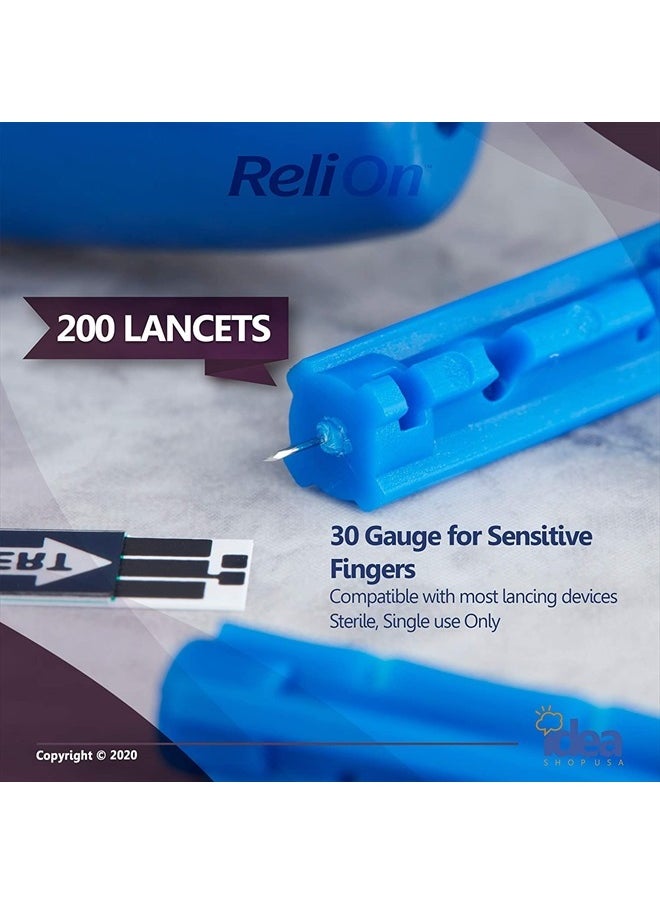 Idea Shop USA ReliOn Ultra-Thin Lancets, 30-Gauge, for Sensitive Fingers, 200 Ct Bundle with Exclusive "Look After Your Diabetes" - Better Idea Guide (2 Items)  - Image 3