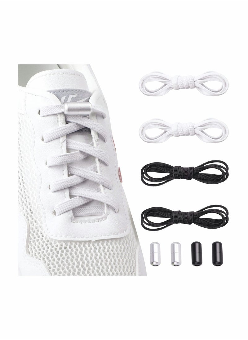 إسكدنيا 4 Pairs of No Tie Shoe Laces Elastic Tieless Shoelaces, One Size Fits All Adult  Kids - Image 2