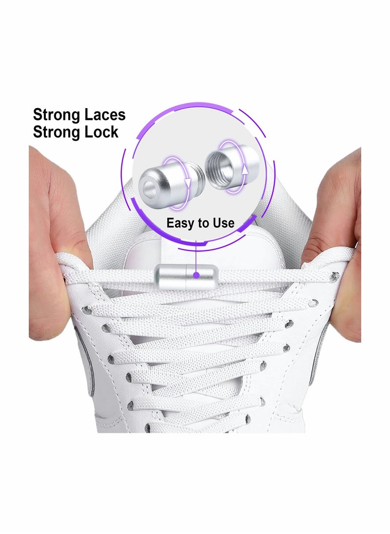 إسكدنيا 4 Pairs of No Tie Shoe Laces Elastic Tieless Shoelaces, One Size Fits All Adult  Kids - Image 3