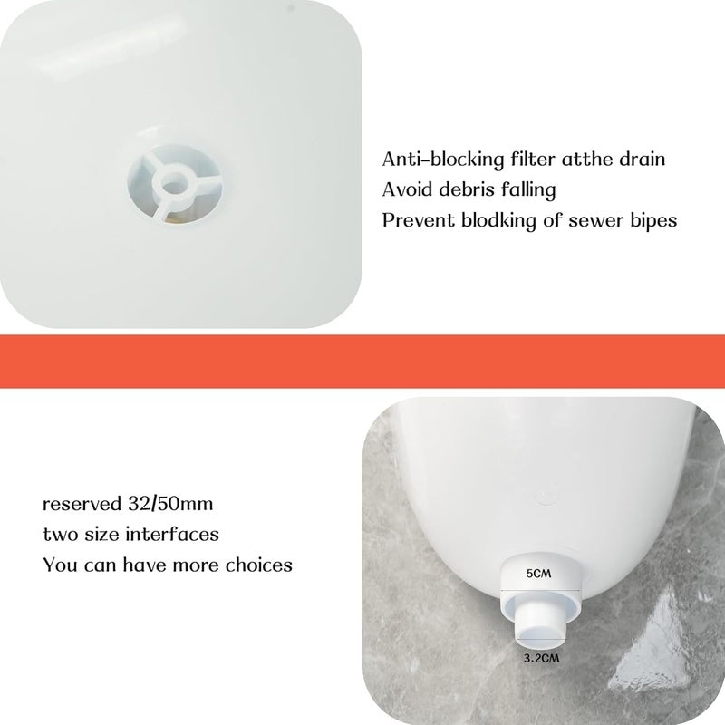 shawoo Wall Mounted Commercial Urinal With Hinged Cover Bathroom Washout Urinal for Men Plastic Urinals for Men Waterless Urinal Garage Urinal Urine Diverter Outdoor Urinal For Home Shed Backyard RV (white) - Image 4