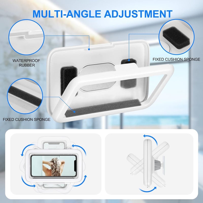 KUNSLUCK Shower Phone Holder Waterproof, 480° Rotation Shower Phone Mount, Anti-Fog HD Sensitive Touch Screen Phone Holder for Shower, Bathtub, Compatible with 4.7" - 6.8" Cell Phones（Pearl White） - Image 4