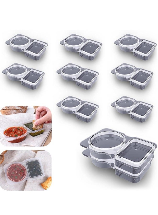 10Pcs Double Compartment Condiment Container with Compartment Snack Containers for to-go Sauce, Sampling, Travel Snack (Transparent 10PCS)  - Image 1
