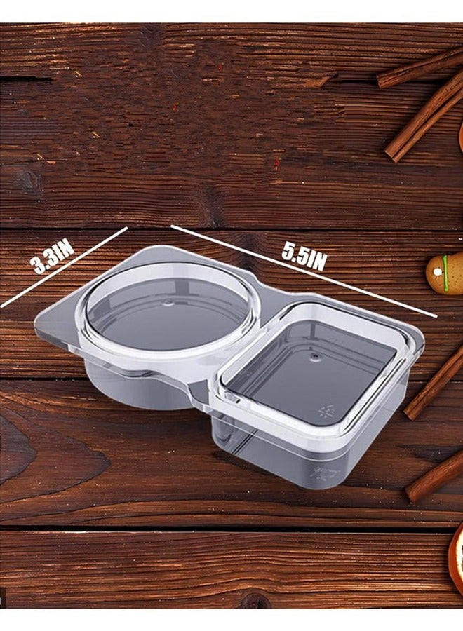 10Pcs Double Compartment Condiment Container with Compartment Snack Containers for to-go Sauce, Sampling, Travel Snack (Transparent 10PCS)  - Image 2