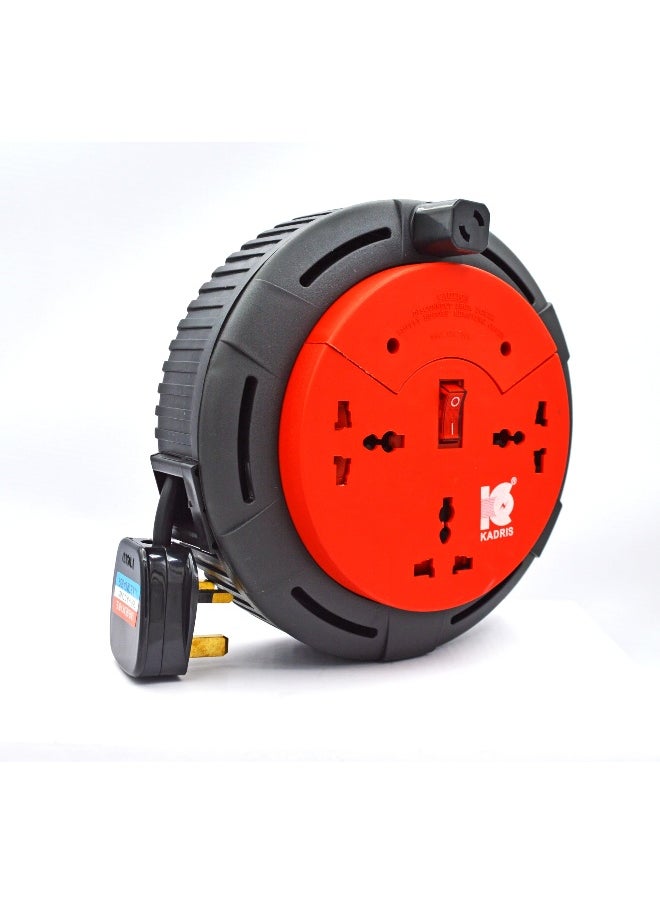 KADRIS Heavy Duty 3 way Socket Extension Reel EX-1091 with switch Cassette Cable Lead with 5 Mtr cable length , ESMA approved  - Image 5