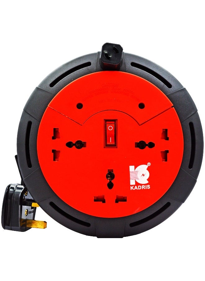KADRIS Heavy Duty 3 way Socket Extension Reel EX-1091 with switch Cassette Cable Lead with 5 Mtr cable length , ESMA approved  - Image 3