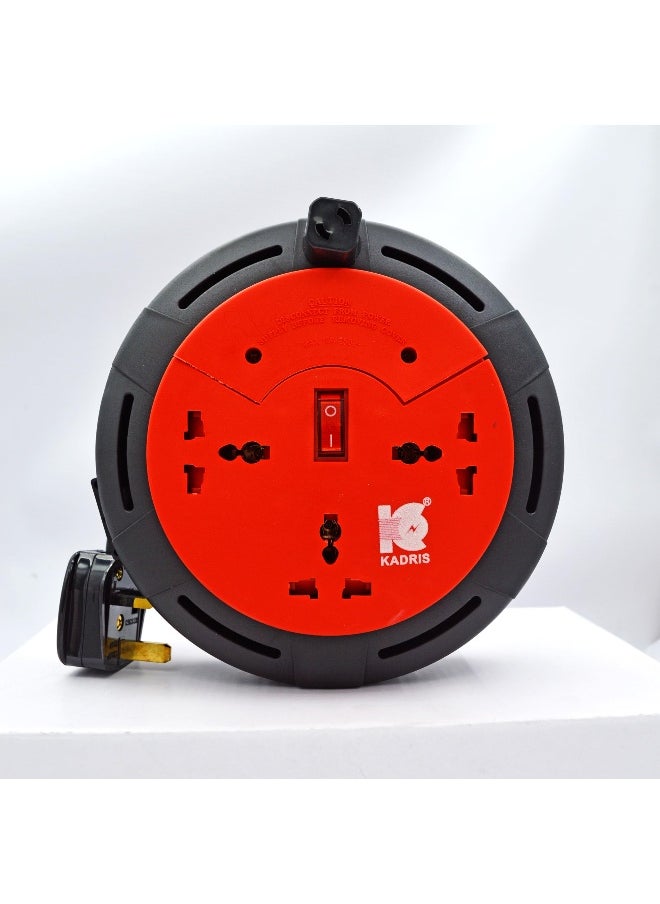KADRIS Heavy Duty 3 way Socket Extension Reel EX-1091 with switch Cassette Cable Lead with 5 Mtr cable length , ESMA approved  - Image 2