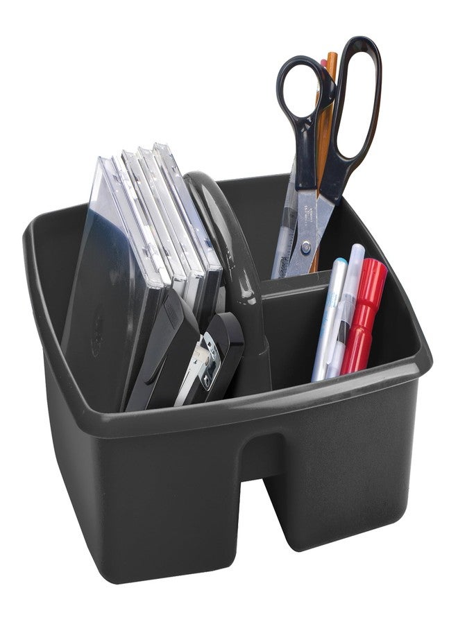 Storex 3-Compartment Small Cleaning Caddy - Multipurpose Supply Organizer with Handle, Black, 6-Pack (00972A06C) - Image 4