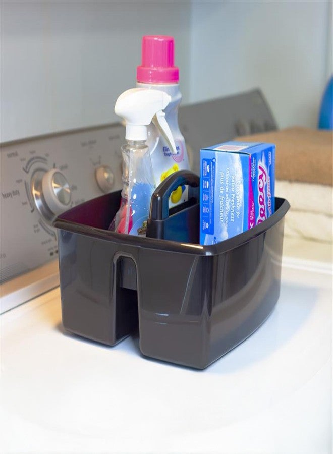 Storex 3-Compartment Small Cleaning Caddy - Multipurpose Supply Organizer with Handle, Black, 6-Pack (00972A06C) - Image 2