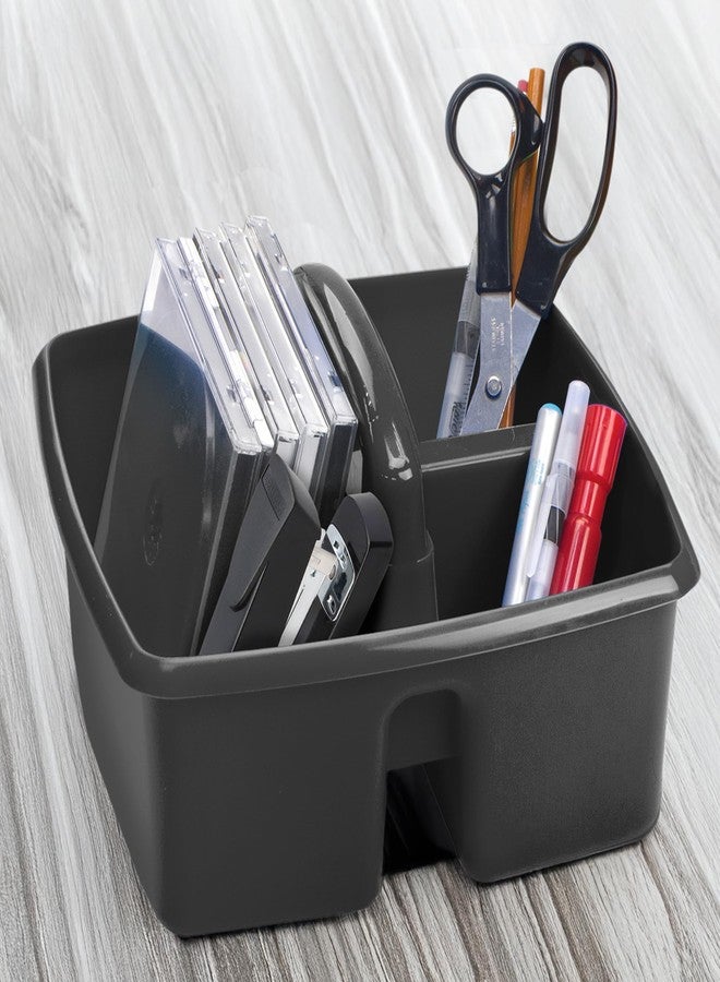 Storex 3-Compartment Small Cleaning Caddy - Multipurpose Supply Organizer with Handle, Black, 6-Pack (00972A06C) - Image 5