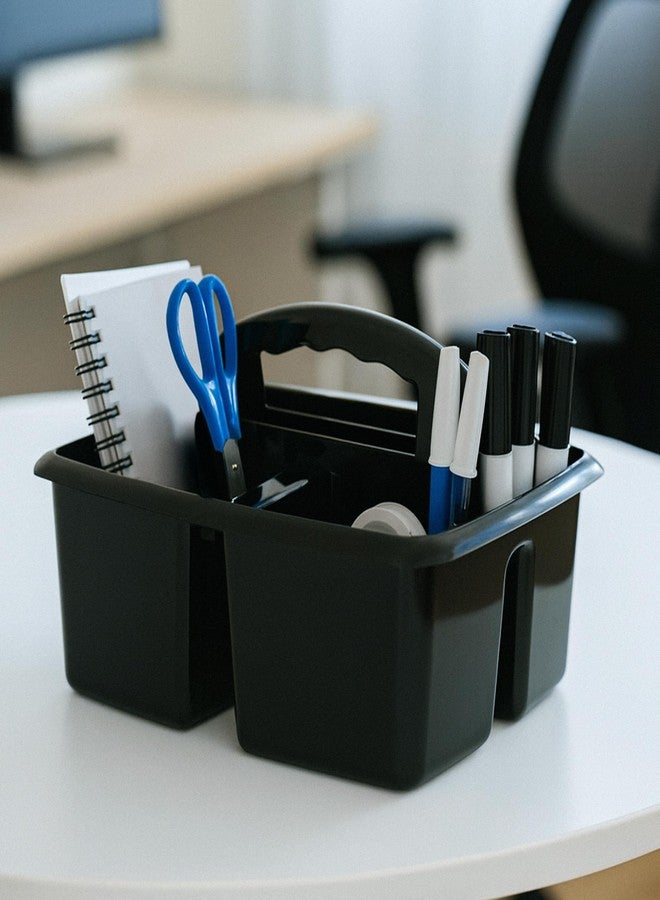 Storex 3-Compartment Small Cleaning Caddy - Multipurpose Supply Organizer with Handle, Black, 6-Pack (00972A06C) - Image 3