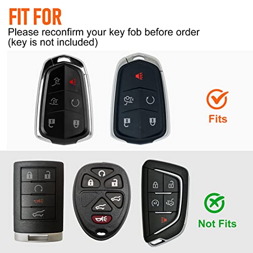 Toykee Key Fob Cover Keychain Accessories for Cadillac for Cadi Escalade ESV 6 Buttons, TPU Case(Black) - Image 5