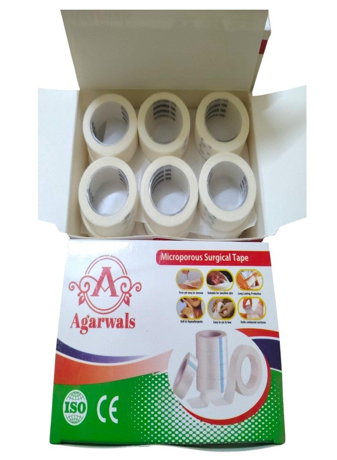 Agarwals Microporous Surgical Paper Tape 1/2 Inch x 5 Meters (Pack of 24) | Breathable Hypoallergenic Medical Tape for Wound Dressing & Bandage Fixing | Easy Tear, Strong Adhesion - Image 1