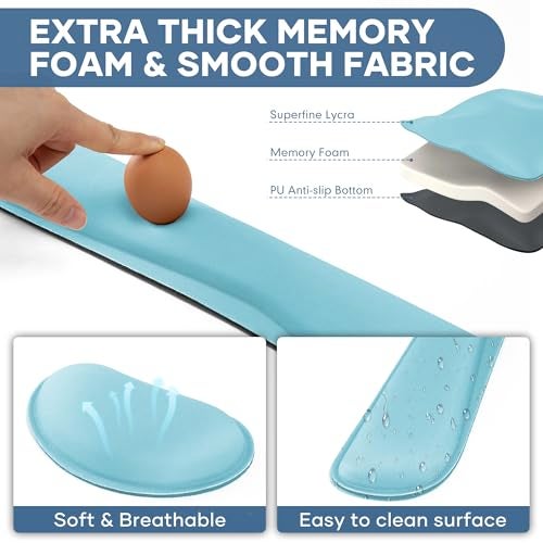 ABRONDA Office Ergonomic Memory Foam Computer Mouse and Keyboard Wrist Rest pad Support Carpal Tunnel, Wrist Rest for Keyboard and Mouse, Wrist Support Set - Image 5