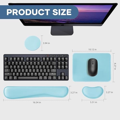 ABRONDA Office Ergonomic Memory Foam Computer Mouse and Keyboard Wrist Rest pad Support Carpal Tunnel, Wrist Rest for Keyboard and Mouse, Wrist Support Set - Image 2
