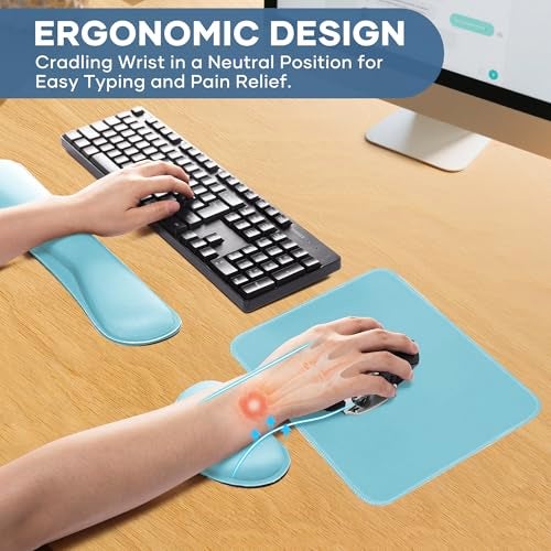ABRONDA Office Ergonomic Memory Foam Computer Mouse and Keyboard Wrist Rest pad Support Carpal Tunnel, Wrist Rest for Keyboard and Mouse, Wrist Support Set - Image 4