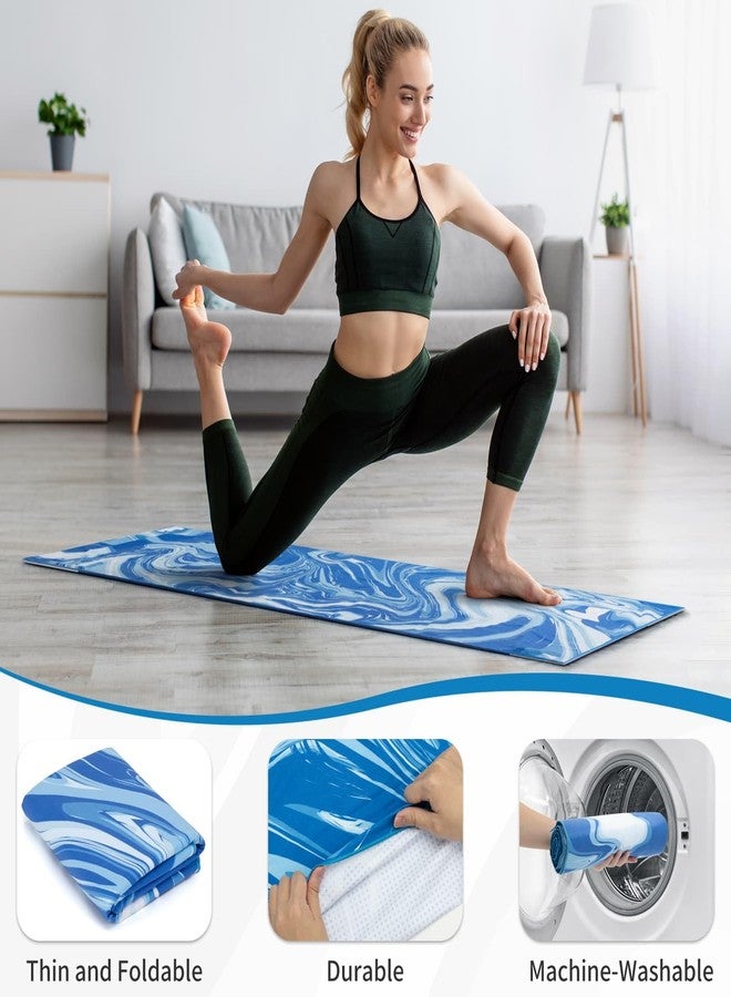 MicaYoung Yoga Mat Towel Cover with Large Corner Pockets, Non Slip Grip Microfiber Mat Cover Mat for Hot Yoga, Pilates and Gym Workout, 74" L x 26" W, Blue - Image 5