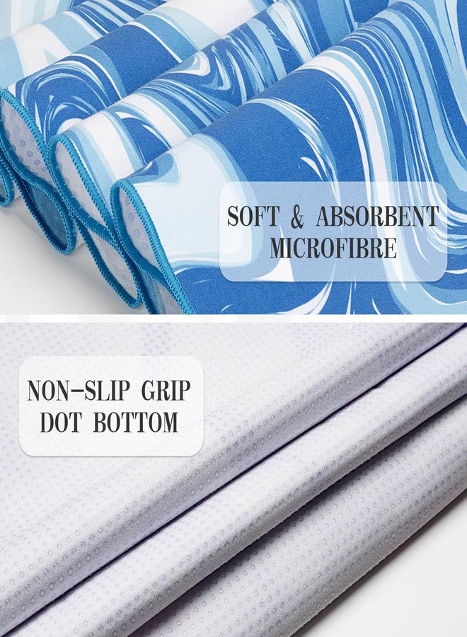 MicaYoung Yoga Mat Towel Cover with Large Corner Pockets, Non Slip Grip Microfiber Mat Cover Mat for Hot Yoga, Pilates and Gym Workout, 74" L x 26" W, Blue - Image 2
