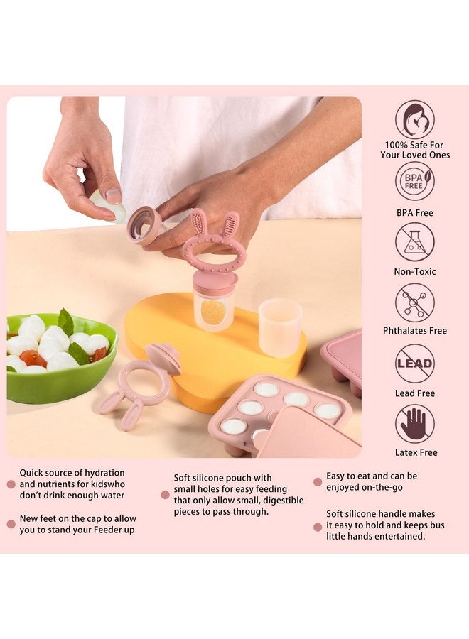 WAJIAYON Baby Breastmilk Popsicle Molds & Baby Fruit Feeder (4 Pack), Baby Food Freezer Tray Storage Containers, Silicone Teething Pacifier Feeder and Teether for Babies,Baby Feeder（Pink&Purple） - Image 5