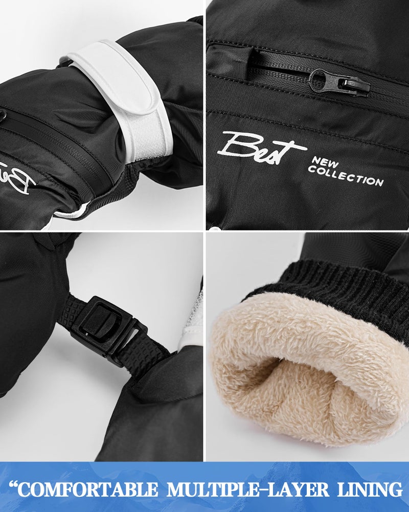 TOBEHIGHER Winter Ski Gloves - 5 Finger Waterproof Winter Snowboarding Gloves Touchscreen for Men - Image 3