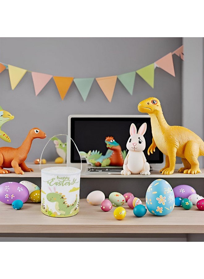 TIBAOLOVER Dinosaur Easter Bucket Easter Basket for Kids Baby Storage Basket Cute Toy Storage Bin Organizer Shelf Book Basket Easter Room Decor(Dinosaurs) - Image 4