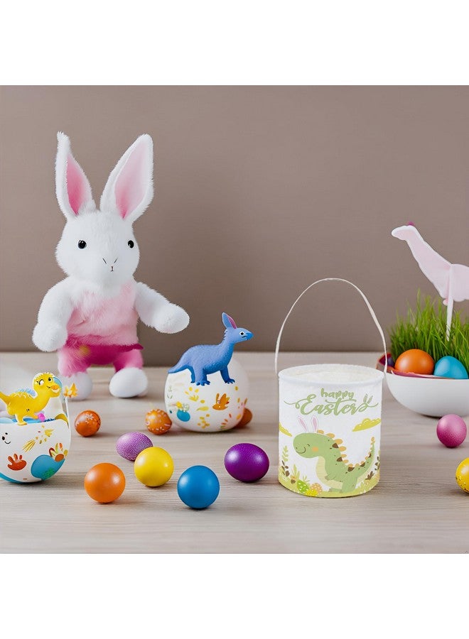 TIBAOLOVER Dinosaur Easter Bucket Easter Basket for Kids Baby Storage Basket Cute Toy Storage Bin Organizer Shelf Book Basket Easter Room Decor(Dinosaurs) - Image 2