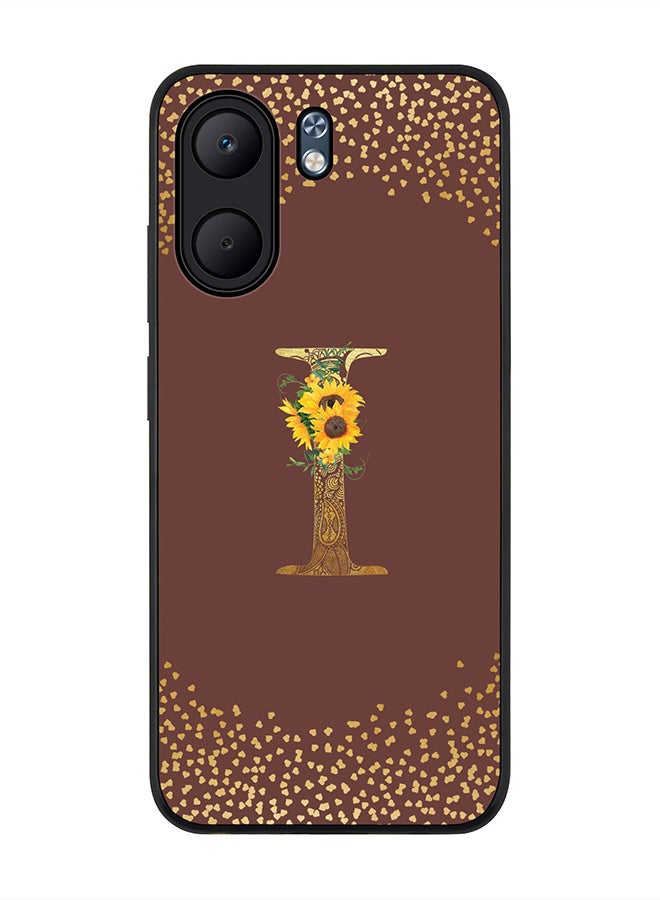 Stylizedd For Oppo A5x 5G / A5x 4G Case,Slim fit Camera Protection, Shockproof Thin Phone cover  - Custom Floral Monogram - I  (Brown )