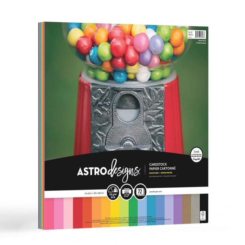 Neenah Astrodesigns/Creative Collection Starter Kit Cardstock, 12" x 12", 65 lb/176 gsm 18-Color Assortment, 72 Sheets (46408-03) - Image 1
