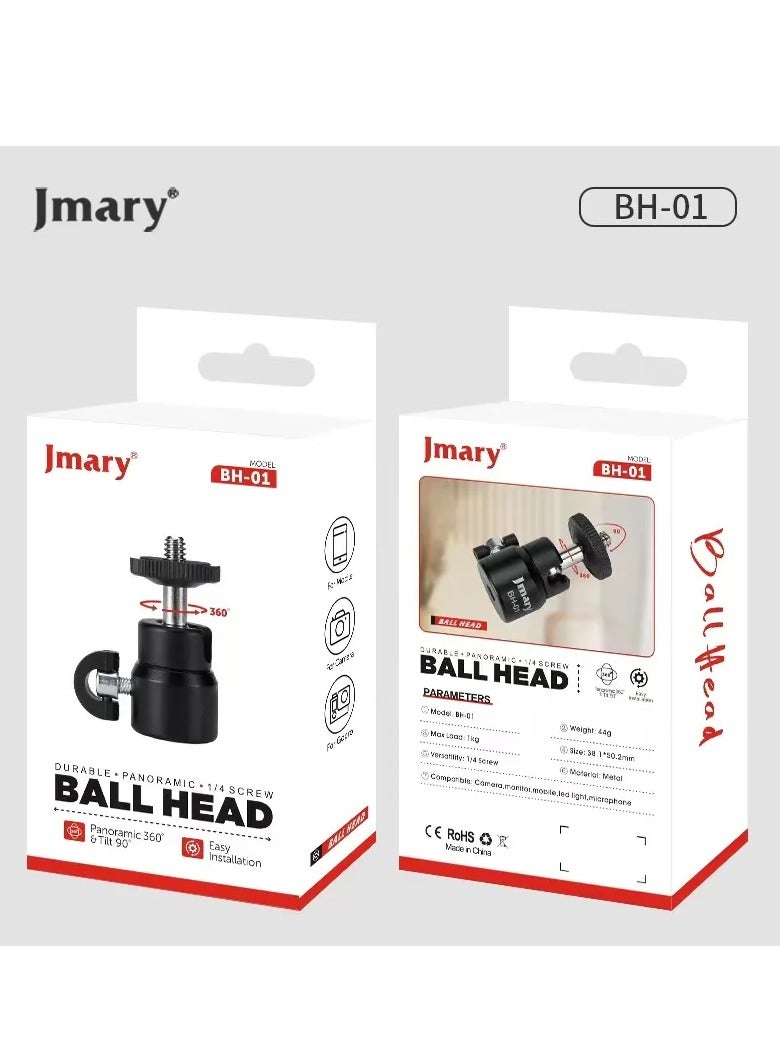 Jmary Metal Camera Tripod with 360 Degree Ball Head BH-01 , Professional metal design for precise and smooth control   Compatible with tripod and monopod with 1/4 UNC connector , Lightweight and easy to carry, ideal for professional travel photography, landscape photography, portraiture and videos - Image 5