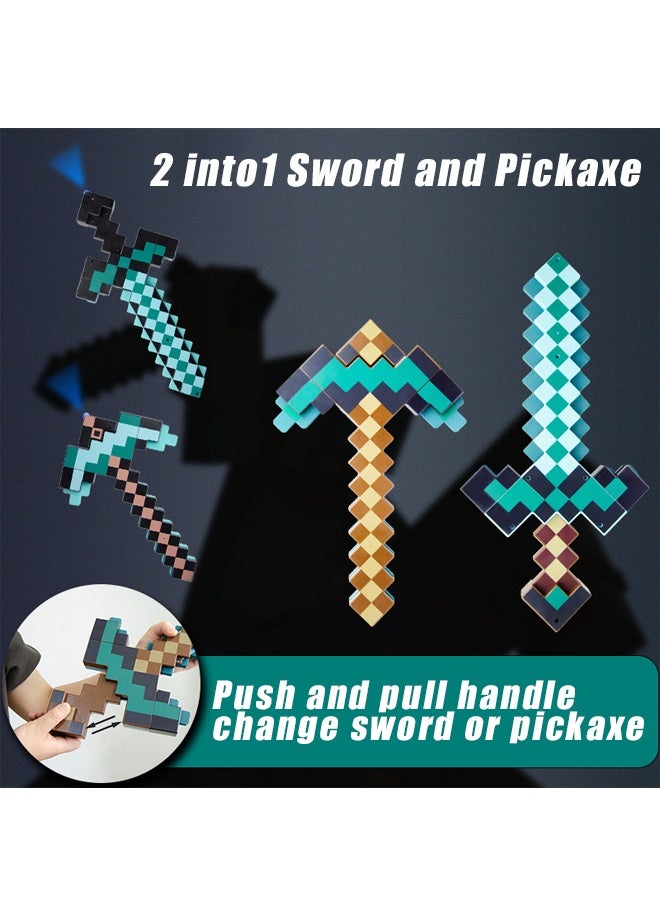 Halamodo 2 into 1 sword and pickaxe toy set, With Light and Producing Sound- for Pretend Play & Costumes, for Boys & Girls - for Role-Play, Outdoor Fun & Costume Accessories - Image 1