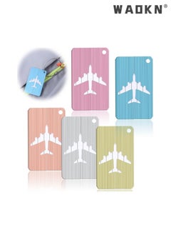 WAOKN 5 PCS Aluminum AlloyLuggage Tags, Metal Luggage Tags,Boarding Passes, Aircraft Luggage Tags Suitcase Tag with Name Address Information Card Paper Waterproof Card and Wire Loop  - Image 1