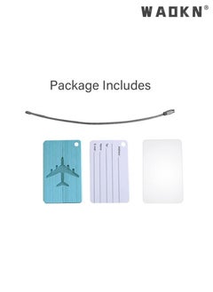 WAOKN 5 PCS Aluminum AlloyLuggage Tags, Metal Luggage Tags,Boarding Passes, Aircraft Luggage Tags Suitcase Tag with Name Address Information Card Paper Waterproof Card and Wire Loop  - Image 5