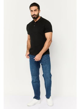 French Connection Men Regular Fit Embroidered Logo Short Sleeves Polo, Black  - Image 2