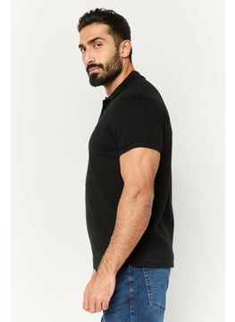 French Connection Men Regular Fit Embroidered Logo Short Sleeves Polo, Black  - Image 3