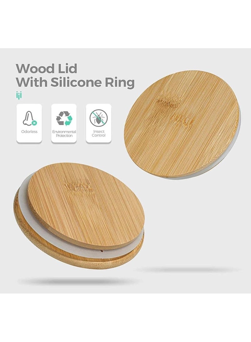 مجموعة من 4 أوعية تخزين زجاجية بأغطية من الخيزران ، وبرطمانات زجاجية محكمة الإغلاق ، وأواني توابل ، وحاويات تنظيم وتخزين للسكر ، والقهوة ، والبسكويت ، والحلوى ، والحبوب (1400 مل / 49.3 أونصة) - Image 4