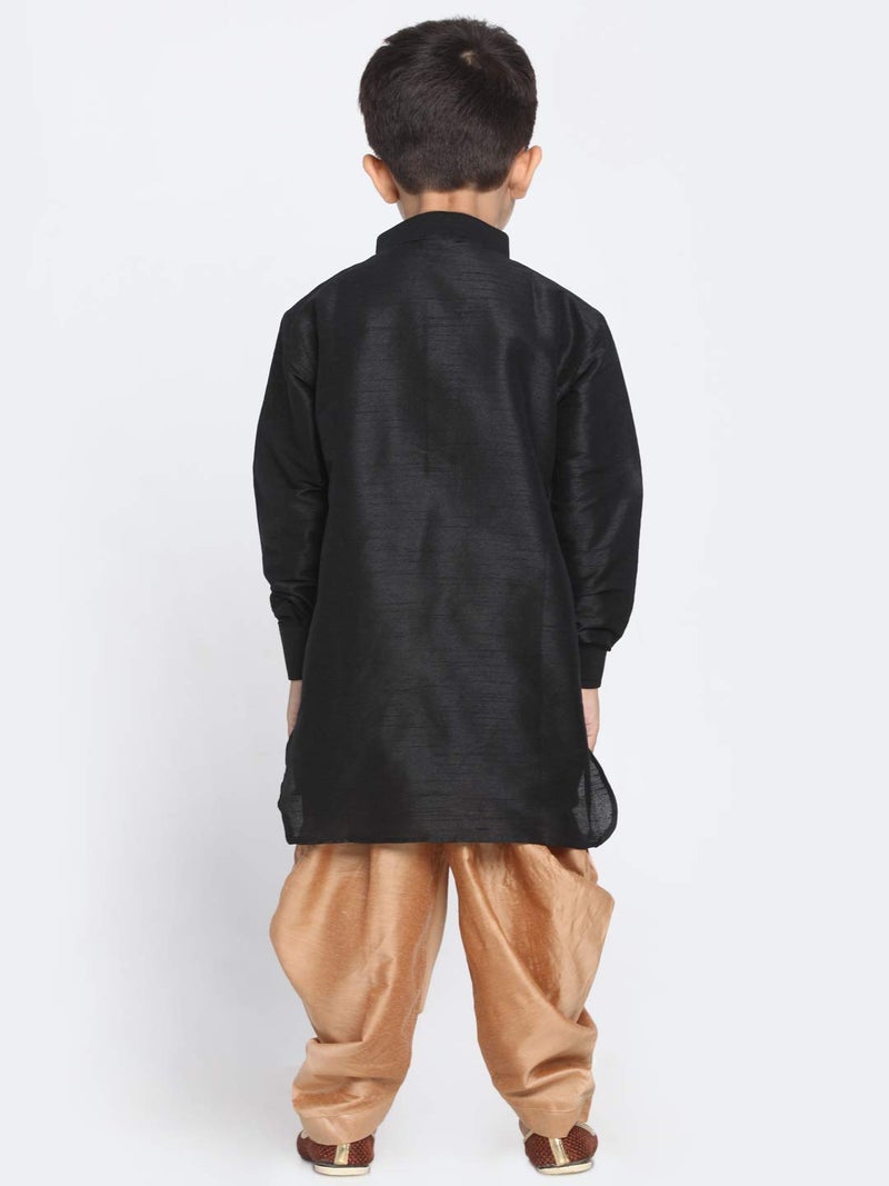 JBN Creation Boys' Black and Rose Gold Silk Blend Kurta and Dhoti Pant Set (VASBUK001BLnCDRG, for 6-7 Years) - Image 4