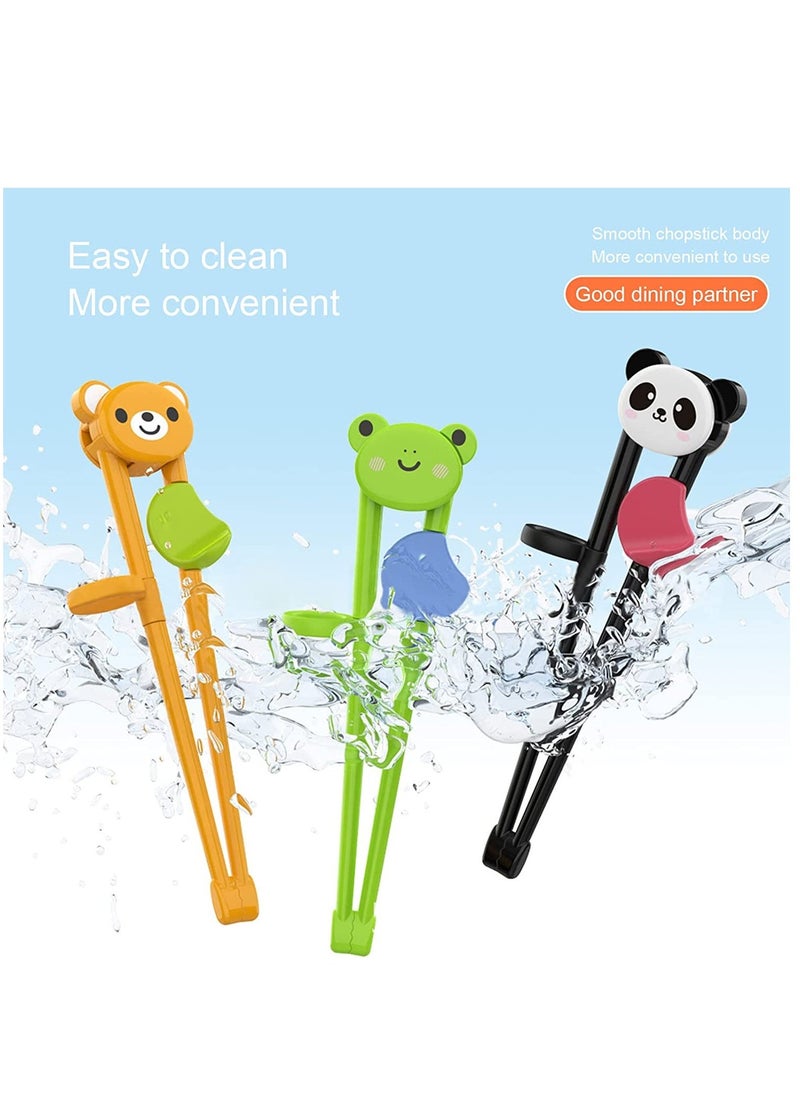 Kids Chopsticks Training  3 Pairs Cartoon Reusable Chopsticks Set Right Learning Chopsticks for Children Beginners Right or Left Handed Bear Frog Panda  - Image 2