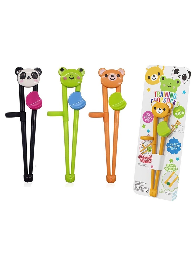 Kids Chopsticks Training  3 Pairs Cartoon Reusable Chopsticks Set Right Learning Chopsticks for Children Beginners Right or Left Handed Bear Frog Panda  - Image 1