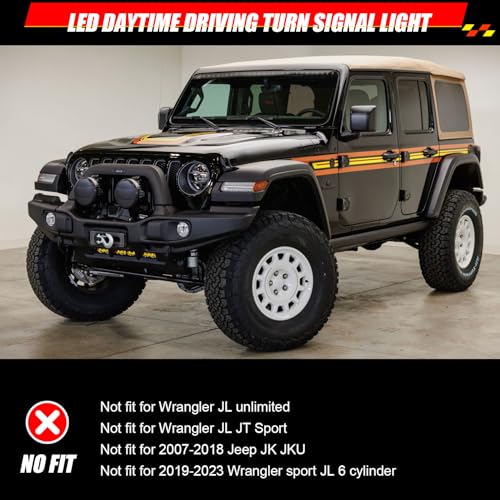 KAKABAS LED Fender Light Sequential Turn Signal Light Lamp Compatible With Jeep Wrangler JL 2018-2023, Front Wheel Eyebrow Light, Not Fit Sport Model - Image 4