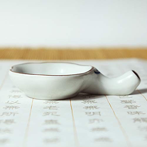 Woonsoon Multifunctional Inkwell Dish Porcelain Handmade Ink Well Inkstone with Brush Holder for Chinese Japanese Calligraphy Painting Practice - Image 5