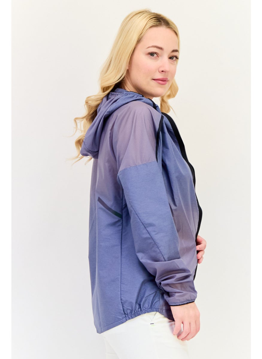 Adidas Women Sportswear Fit Long Sleeves Outdoor Windbreaker Jacket, Blue  - Image 2