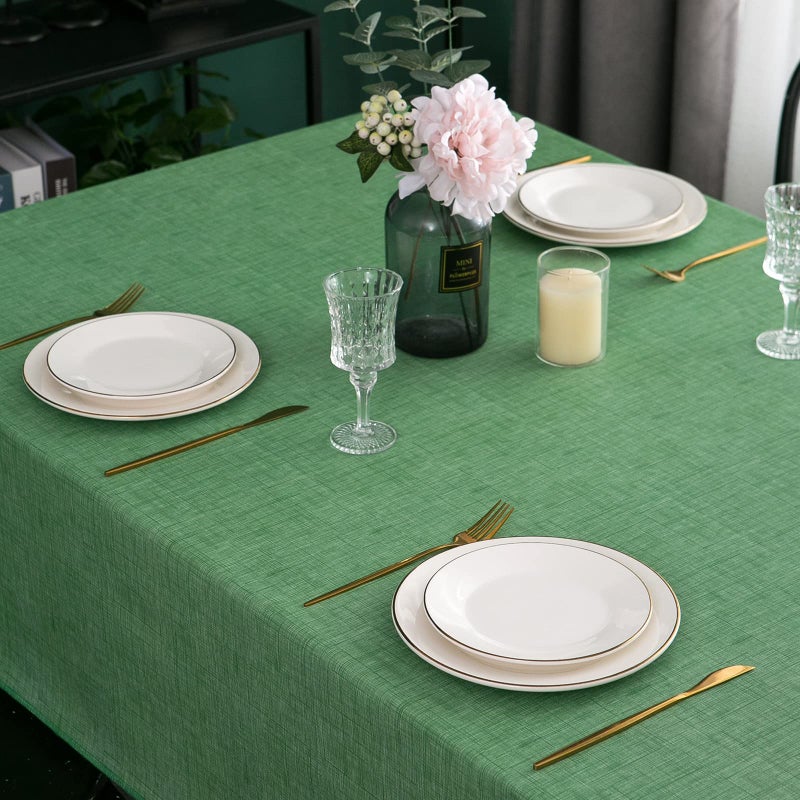 LIBERECOO Vinyl Tablecloth with Flannel Backing, Grass Green, Waterproof, Stain-Resistant, Easy-Clean Table Cover for Holiday, Dining, Kitchen, and Outdoor Use, 60" x 60" Square - Image 5