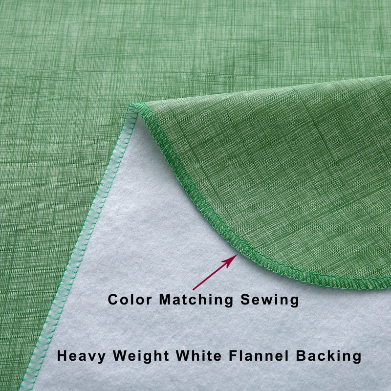 LIBERECOO Vinyl Tablecloth with Flannel Backing, Grass Green, Waterproof, Stain-Resistant, Easy-Clean Table Cover for Holiday, Dining, Kitchen, and Outdoor Use, 60" x 60" Square - Image 2